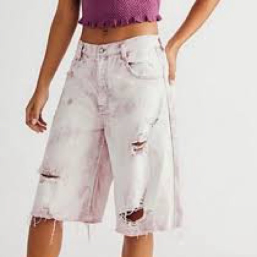We the Free Pink Denim Bermuda Shorts Size 27
